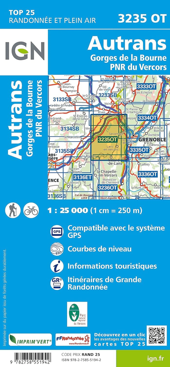 3235OT AUTRANS GORGES DE LA BOURNE PNR VERCORS - Librairie itinérance