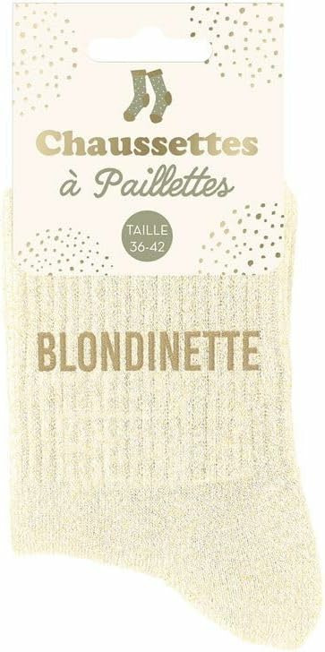 STC Chaussettes Paillettes Pipelette Noires à Paillettes Dorées - Taille Unique 36-42