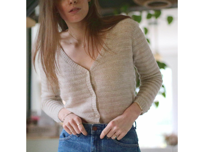 Cardigan Léontine - Pur Cachemire - Beige chiné