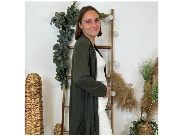 L383- Gilet mi-long (Tu) (kaki)