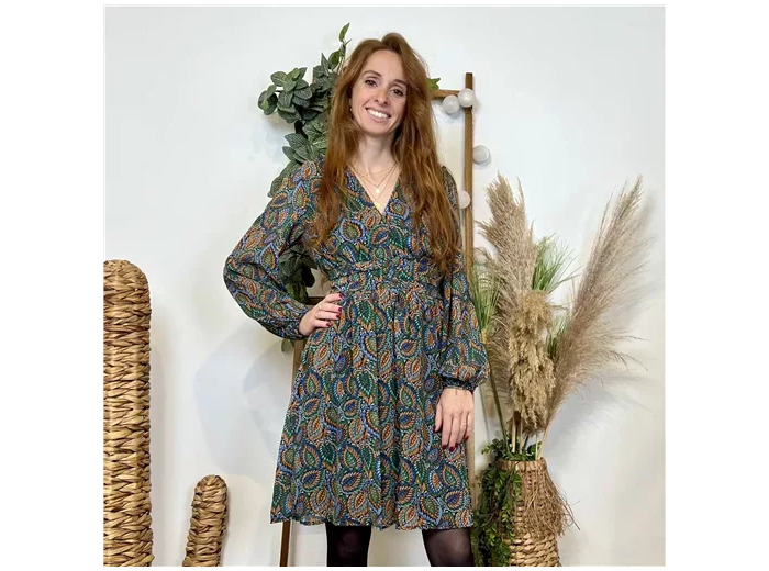 K746- Robe Maëlle Voile (T36-T40) (vert émeraude)