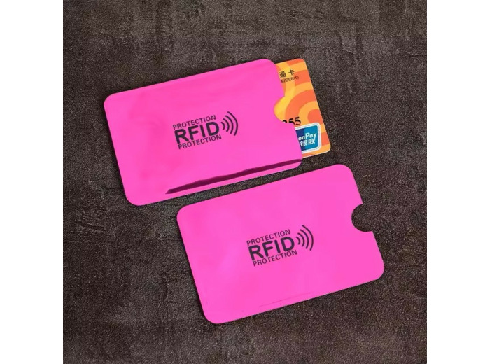 Etui de protection carte bancaire RFID blindé anti-scan Rose