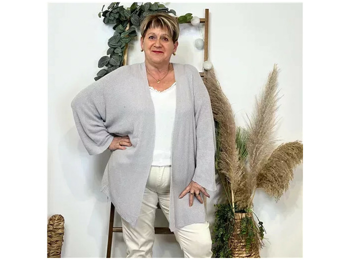 Z164- Gilet Maille Nid d abeille (Gt) (gris)