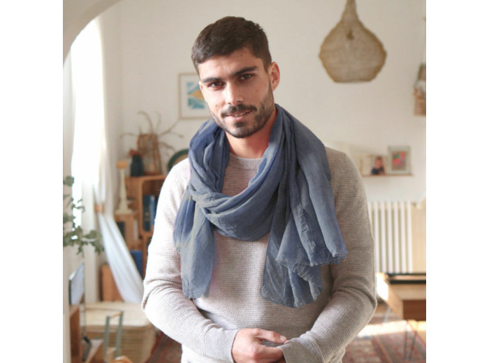 Foulard Pio unisexe - Voile de coton - Pétrole