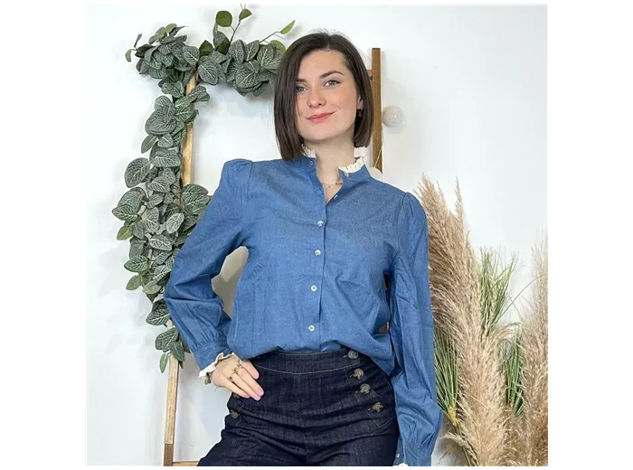 K578- Chemise bi-matière Ycoo (T34-T40) (denim)