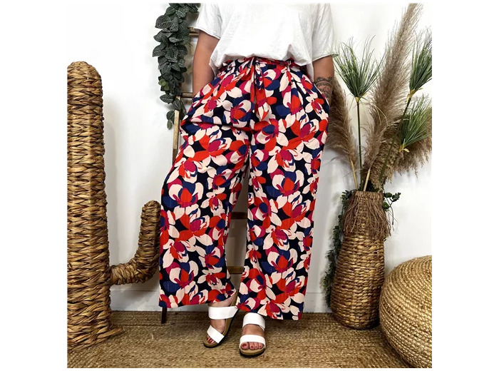 L033- Pantalon Palazzo By One (T40-T48) (multicolore)