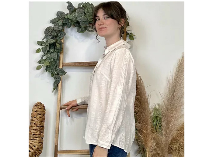 K032- Chemise fantaise By One (T36-T40) (blanc)