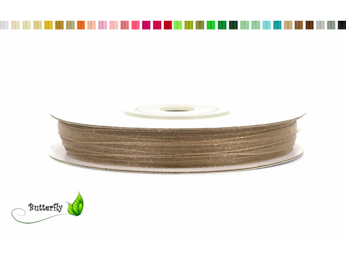 Ruban organza 3mm de large bobine de 50 metres de long taupe