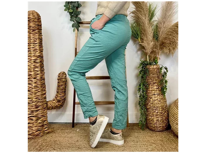 L797- Pantalon stretch (tu) 🇮🇹 (vert céladon)