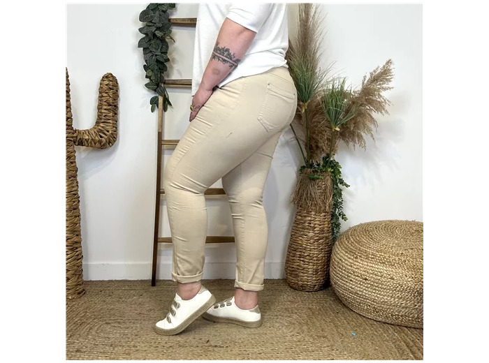O252- Jean 7/8ème Voggo (T42-T50) (beige)