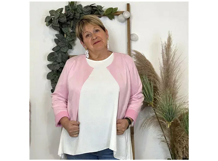 Z551. Veste courte suédine (T46-T50)) (rose bébé)