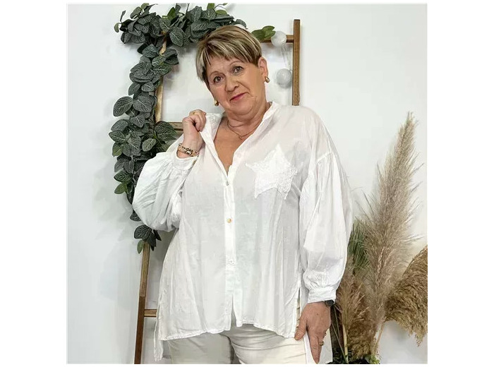 Z333- Chemise Loose étoilée ⭐ (Gt) (blanc)