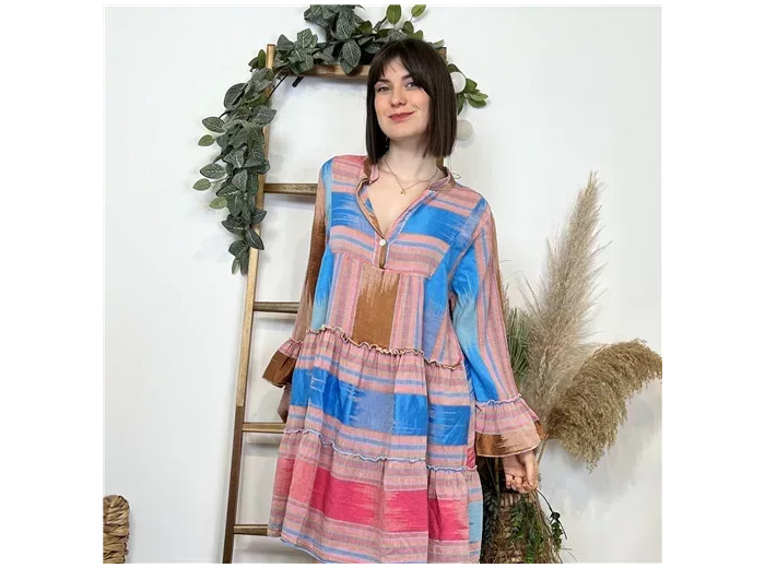 K483- Robe Imprimée (Gt) 🇮🇹 (bleu turquoise)