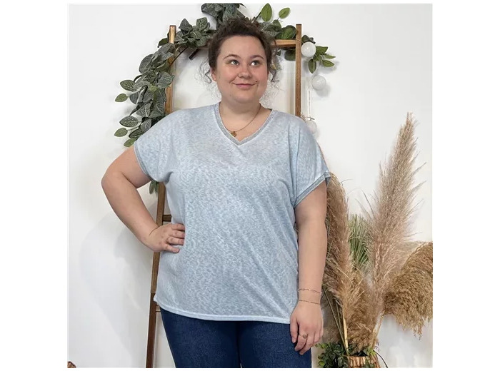 K462-T Shirt "Mélodie" biais lurex 🇮🇹 (vert d'eau)