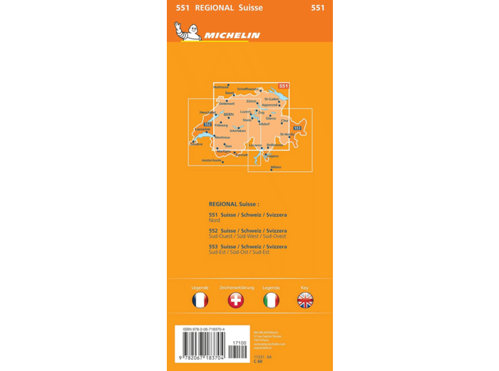 CARTE REGIONALE SUISSE / SCHWEIZ / SVIZZERA - NORD