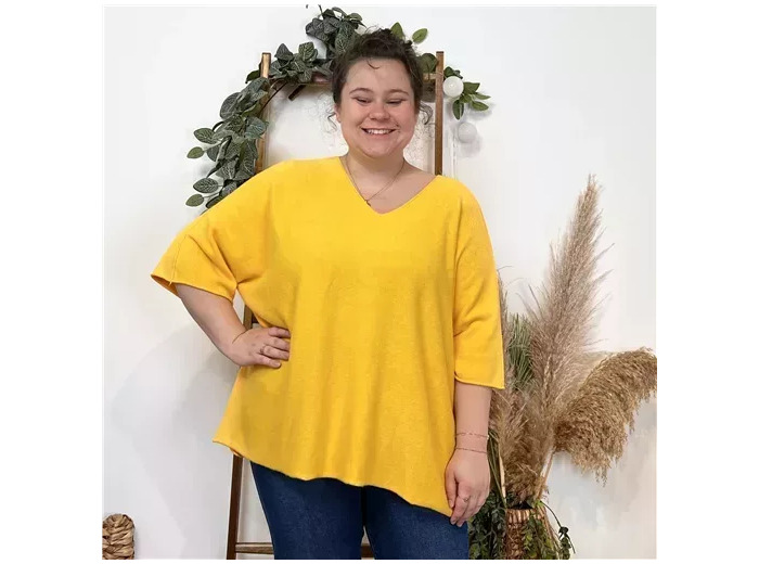 K361- Pull loose Crop-Top (Gt) 🇮🇹 (jaune)