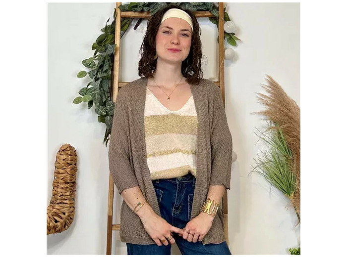 K109- Gilet sans bouton Lurex (Tu) 🇮🇹 (taupe)