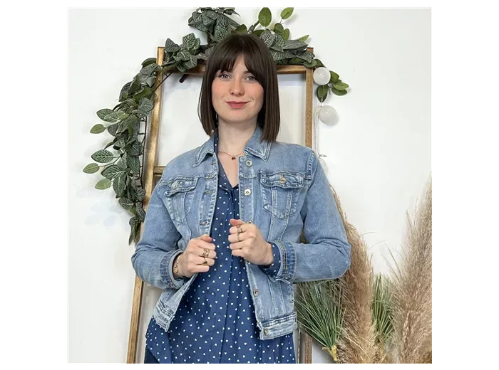 K486- Veste Jean Voggo (T36-T44) (denim clair)