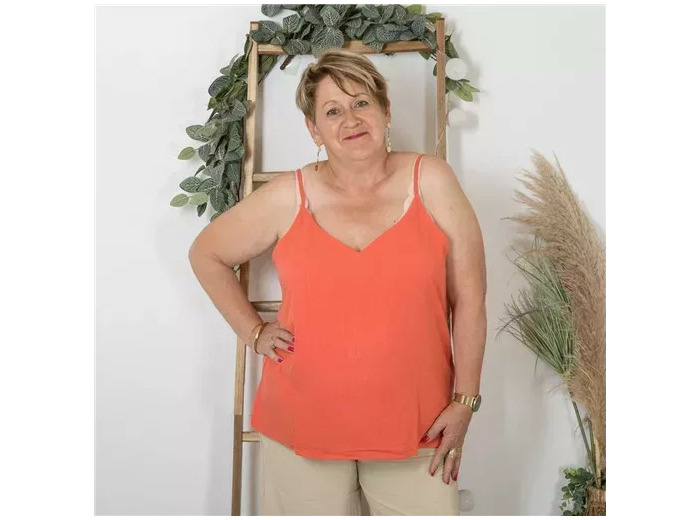 K233- Débardeur Maëlle dos brodé (T40-T48) (corail)