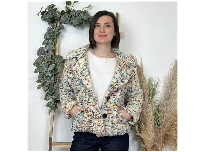K681- Veste Laine Chiné (Tu)  🇮🇹 (ecru)