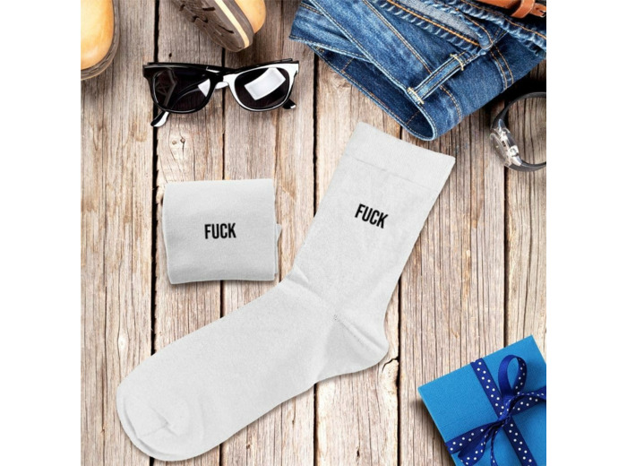 Chaussettes homme blanches - Fuck