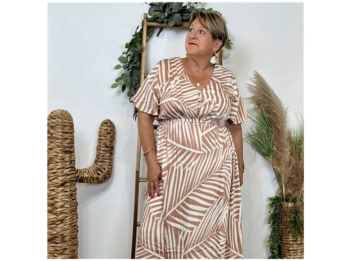 Z152-Robe longue Christy (T44-T52) (beige)