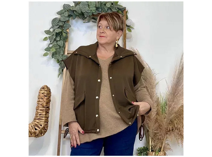 Z077- Veste sans manches "C'Mélodie" (marron)