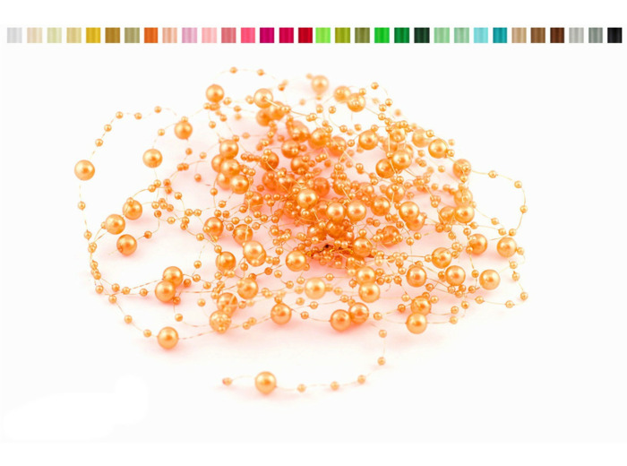 Lot de 5 guirlandes de perles de 1,30m de long chacune orange 668