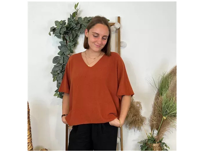 K545- Pull loose Crop-Top (Tu) (rouille)