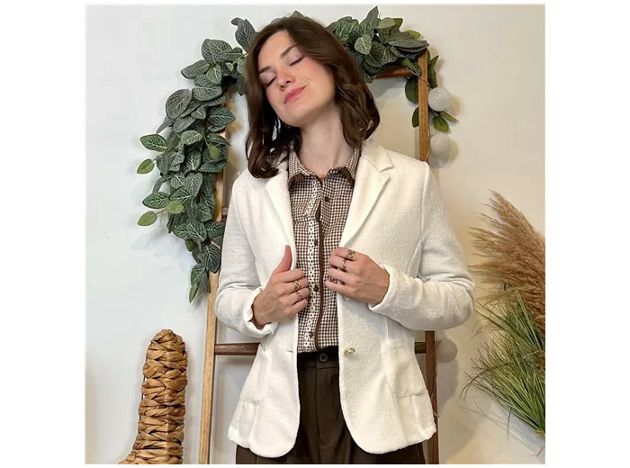 K073- Veste de tailleur (T36-T42) 🇮🇹 (ecru)