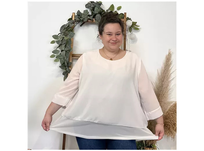 k791- Tunique grande taille dos bijou (Gt) (blanc)