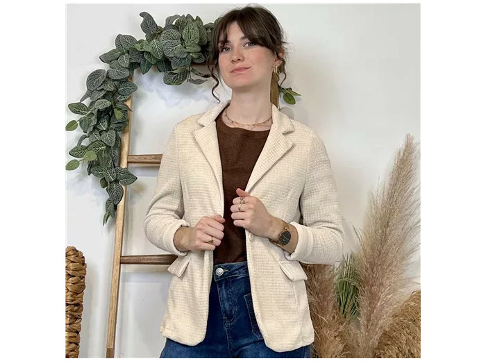 K043- Blazer texturé pailleté (T38-T44) 🇮🇹 (beige)