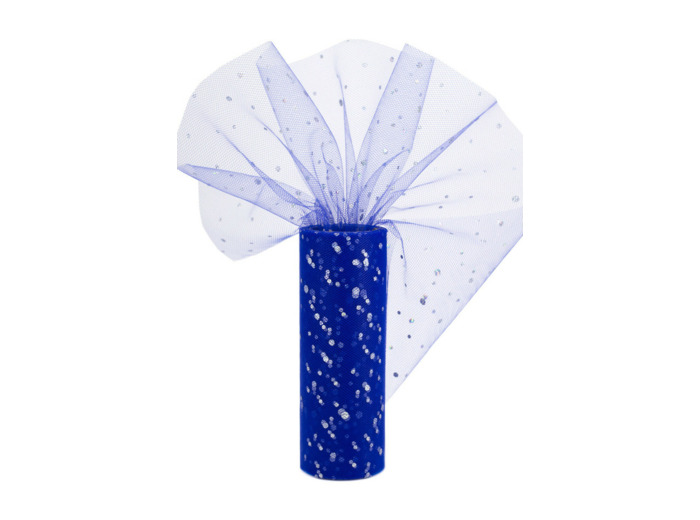 Tulle fin et souple a paillette 15 cm de large bleu roi