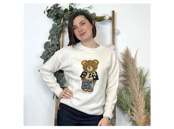 K601- Pull Ourson "Version Féminin" (Tu) (beige)