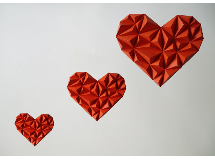 Coeurs en Duo - Rouge - 24x23cm