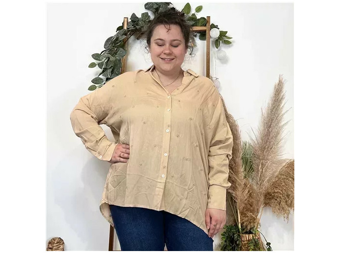 Z762- Blouse brodée Christy (T44-T52) (beige)