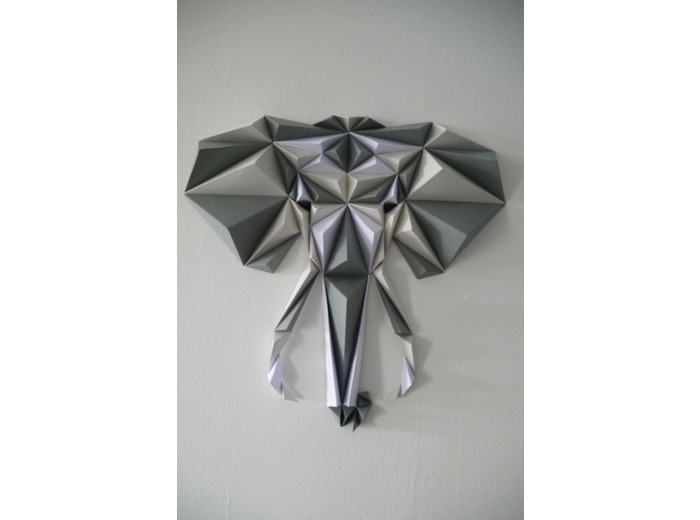 Éléphant - Nuances de Gris - 25x25cm
