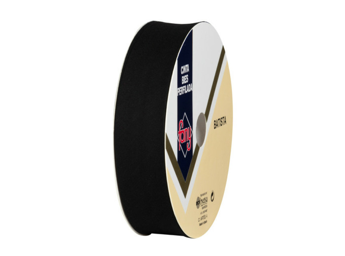 Biais polyester et coton - Rouleau de 25 mètres 18 mm de large Noir