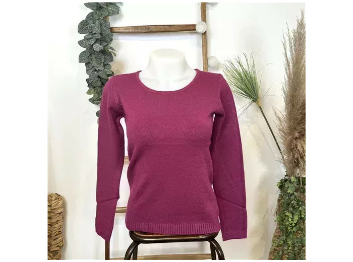 Y251- Pull Laine Cachemire "Tricotonic" (les T36&40) (framboise)