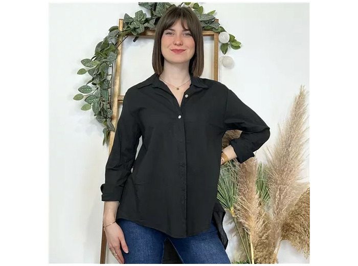 K503- Chemise fluide coton (Tu) 🇮🇹 (noir)