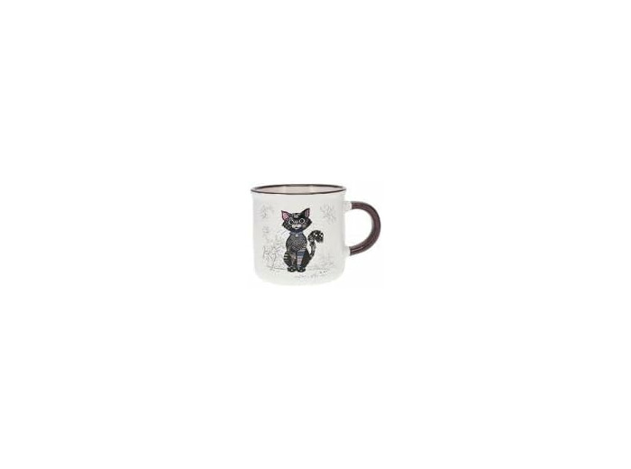 KIUB Mini mug timbale expresso avec des animaux - motif chat noir - Hauteur 6,5CM - porcelaine fine