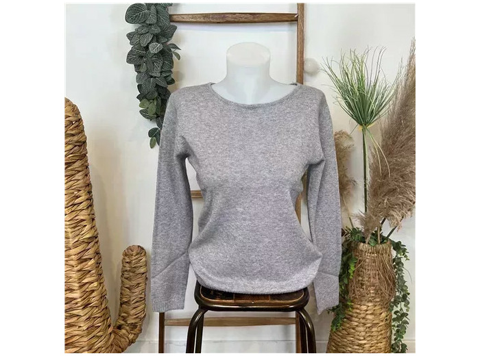 Y252- Pull Laine Cachemire "Tricotonic" (les T38&42) (gris)