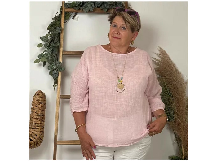 K759- Tunique 100% coton (Tu) (rose pâle)