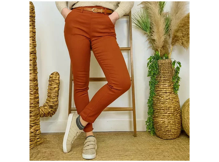 L799- Pantalon Stretch (T36-T46) 🇮🇹 (rouille)