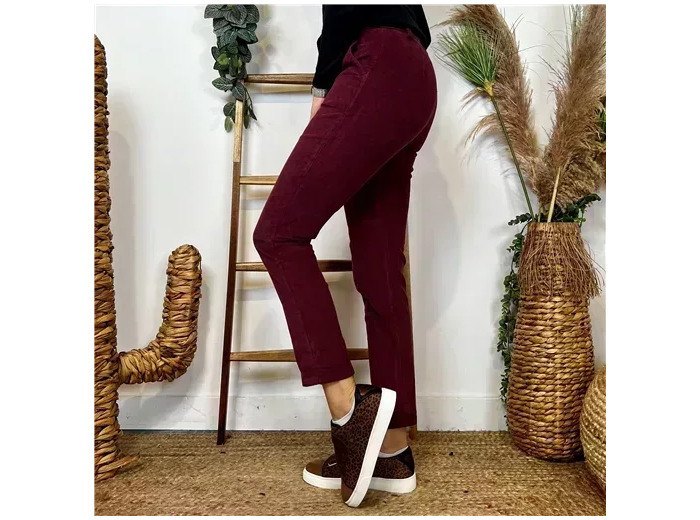 L804- Pantalon en velour (T36-T44) (bordeaux)