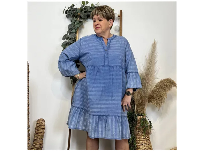 K507- Robe coton délavé C'Mélodie (bleu jeans)