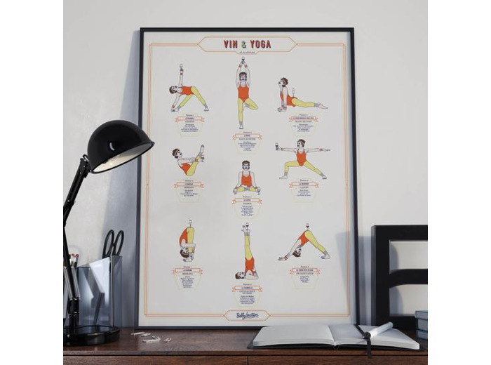 Affiche Vin et yoga homme
