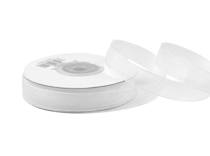 Ruban organza 12 mm de large bobine de 25 metres de long blanc 029