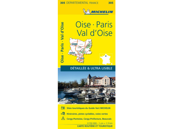 CARTE DEPARTEMENTALE OISE, PARIS, VAL D'OISE
