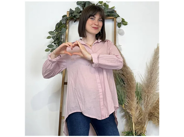 K503- Chemise fluide coton (Tu) 🇮🇹 (rose poudré)